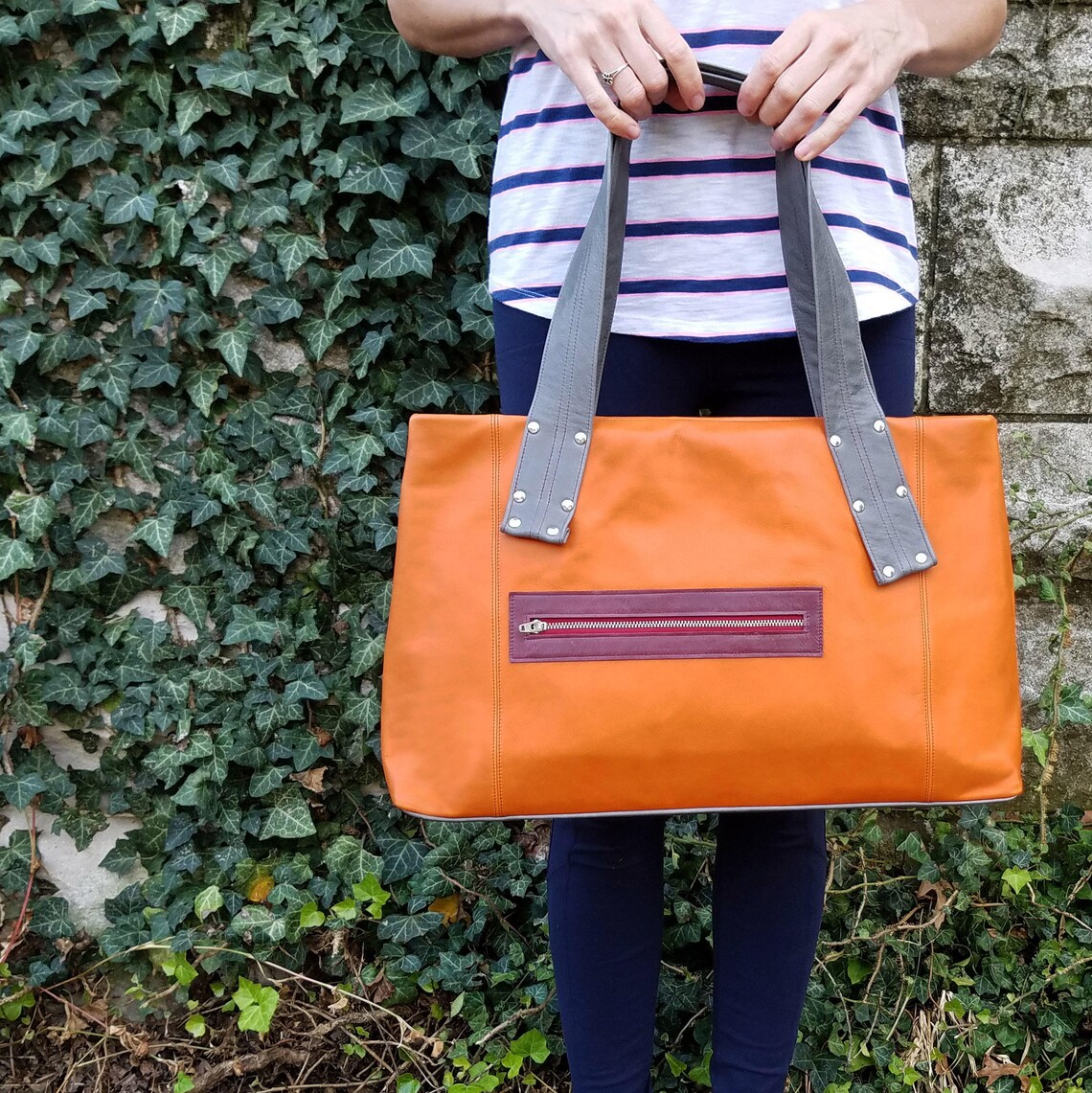 Leather Tote Bag Laptop Work Bag for Everyday Use Stylish Etsy