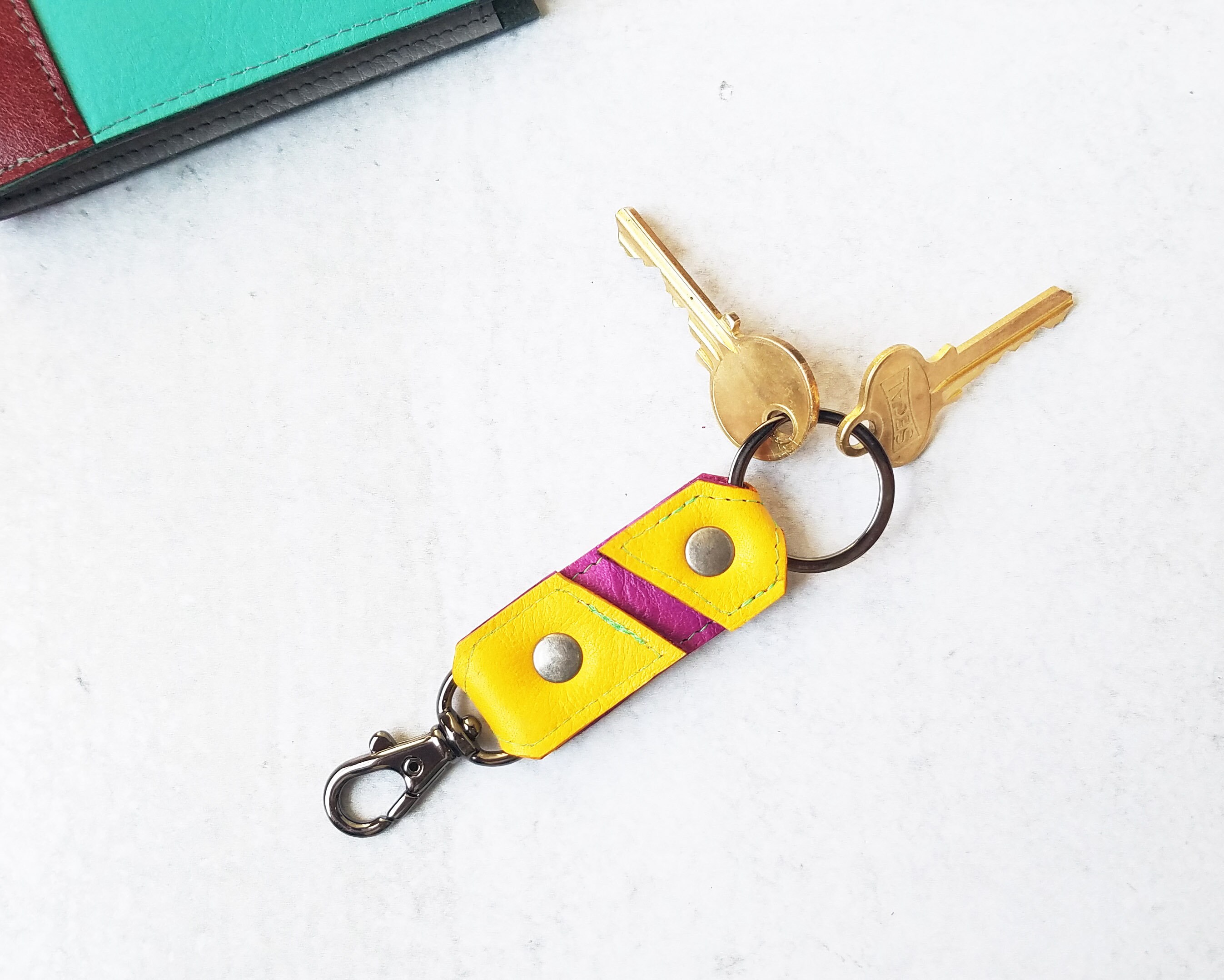 Leather keyring with purse clip keychain for women unique Etsy