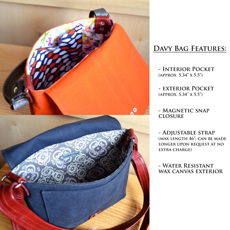 Personalized Small Messenger Bag for Women Custom Waxed Etsy