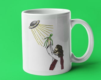 Jesus & Alien Mug, Jesus Christ, Alien, Mug, Gift, Sarcastic Coffee Cup, Christian, Alien Ship, Coffee Mug, Novelty, God, Jesus FAN mug, Cup