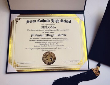 Custom High School NOVELTY Home School Diploma PHYSICAL COPY embossed gold seal Graduation Certificate Keepsake personalized w Diploma Cover