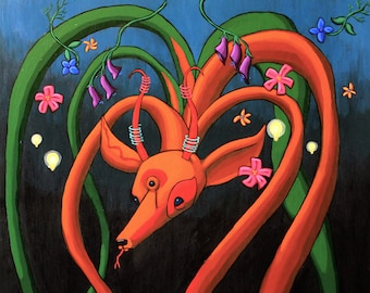 Sale - Acrylic Original Painting Wall Art on Panel by Karen Watkins - Surreal Fantasy