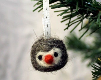 Owl Felt Christmas Ornament - Needle Felted Cute Owl Tree Ornament - Felted Holiday Miniature Ornaments