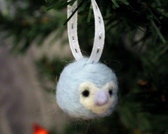 Owl Felt Christmas Ornament - Needle Felted Cute Owl Tree Ornament - Felted Holiday Miniature Ornaments