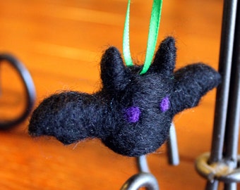 Halloween Bat Felt Ornament - Needle Felted Animals