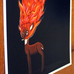 Art Prints - No Trespassing - Artwork by Karen Watkins 8x10 with Deer - Pop Surrealism Woodland Animal Wall Art - Home Decor