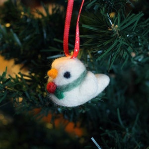 Bird Felt Christmas Ornament - Needle Felted Handmade Woodland Tree Ornament - Felted Holiday Christmas Ornaments