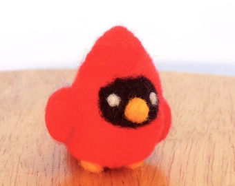 Needle Felted Cardinal Bird Soft Sculpture - Made to Order - Felt Red Cardinal Art Doll - Felted Cardinals - Male Cardinal Figurine