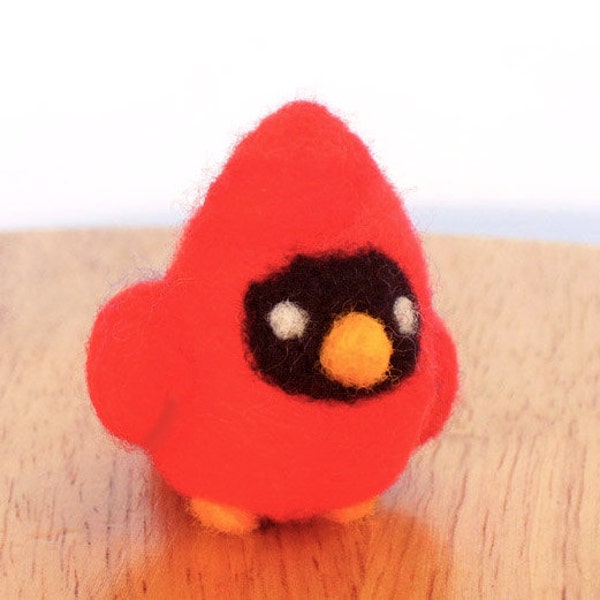 Needle Felted Cardinal Bird Soft Sculpture - Made to Order - Felt Red Cardinal Art Doll - Felted Cardinals - Male Cardinal Figurine