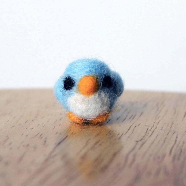 Needle Felted Tiny Blue Bird Soft Sculpture Figurine - Made to Order - Miniature Needle Felt Blue Bird Art Doll Figure