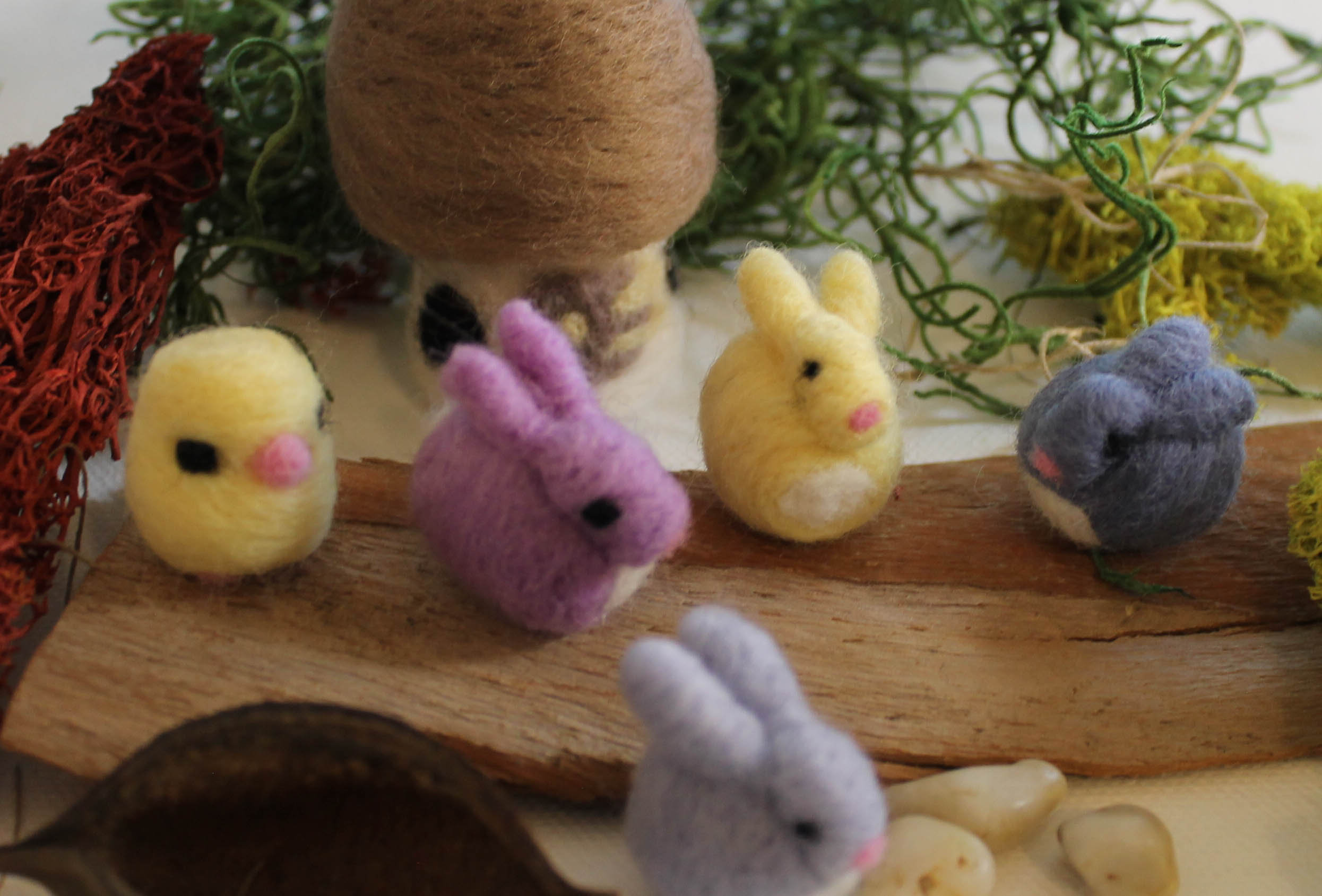 Felted Bunnies Easter - Made to Order - Set of 6 Needle Felt Tiny ...