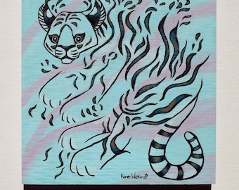 Water Tiger - Original Wall Art Acrylic Painting by Karen Watkins