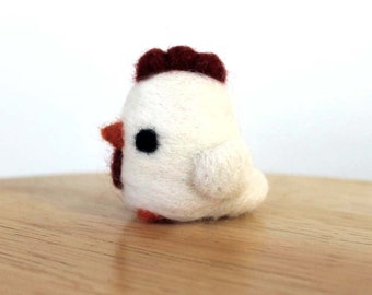 Needle Felted Chicken Hen Figurine - Made to Order - Cute Felt White Chicken Miniature Art - Felted Bird - Farm Animal Figure