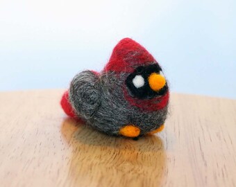 Needle Felted Female Cardinal Bird Soft Sculpture - Made to Order - Felt Cardinal Art Doll - Felted Cardinals - Female Cardinal