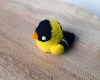 Needle Felted Goldfinch Bird - Soft Sculpture Figure - Made to Order - Felt Goldfinch Figurine - Felted Bird Art by Karen Watkins