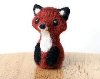 Needle Felted Miniature Fox -  Totem Animal Art Doll 2 Inch Tall Fox - Made to Order - Cute Woodland Felt Fox By Karen Watkins