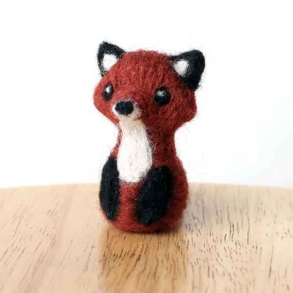 Needle Felted Miniature Fox -  Totem Animal Art Doll 2 Inch Tall Fox - Made to Order - Cute Woodland Felt Fox By Karen Watkins