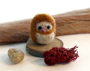 Needle Felted Tiny Barn Owl Figurine - Made to Order - Miniature Needle Felt Bird