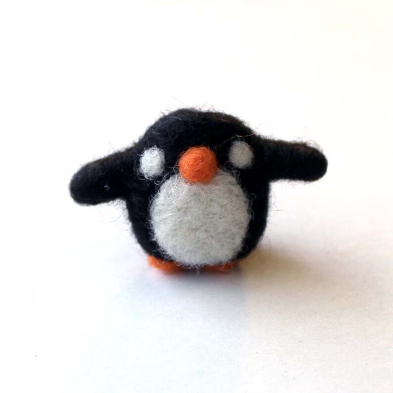 Needle Felted Penguin Miniature Made to Order Pick Beak and Feet Color Felt Penguin Figurine Cute Tiny Kawaii Penguins image 1