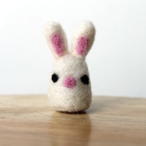 Needle Felted Tiny White Bunny Rabbit Miniature Soft Figure - Made to Order - Easter Gift or Decor