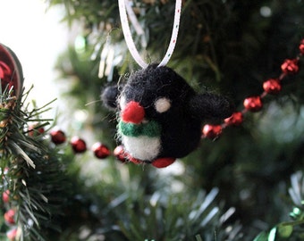 Penguin Felt Christmas Ornament - Felted Penguin Holiday Chrismas Ornaments - Bird Ornament - Cute Penguin Christmas Ornament