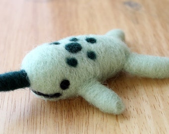 Needle Felted Narwhal Figurine - Made to Order