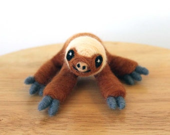 Needle Felted Baby Two Toed Sloth Soft Sculpture Animal Figurine - Made to Order - by Karen Watkins