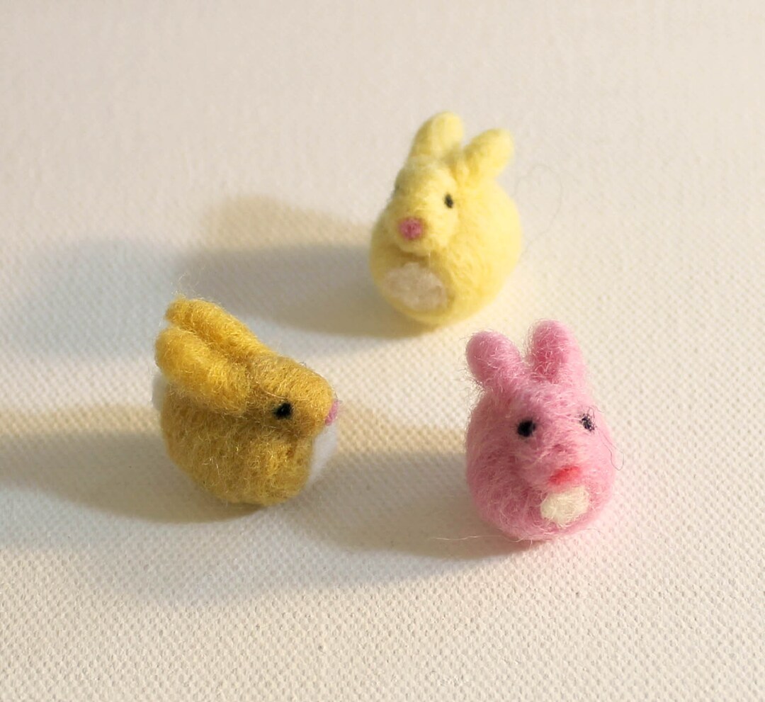 Felted Bunnies Easter - Made to Order - Set of 3 Needle Felt Tiny ...