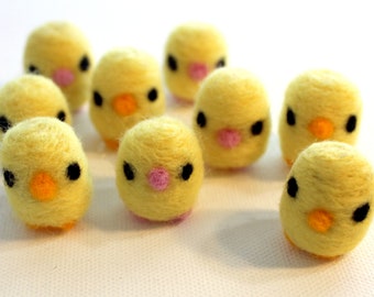 Set of 6 Tiny Felted Chick for Easter or Spring - Made to Order - Felt Baby Chicken