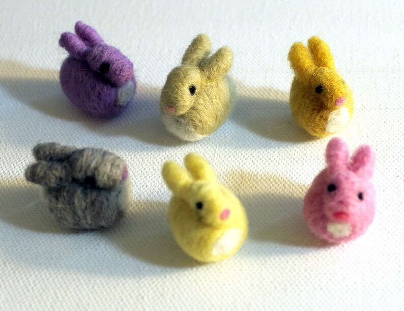 Felted Bunnies Easter - Made to Order - Set of 3 Needle Felt Tiny ...