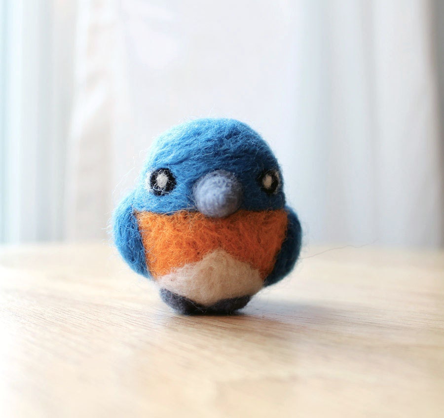 Miniature Needle Felted British Bird Blue Tit