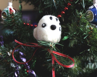 Snowy Owl Felt Christmas Tree Ornament - Needle Felted Snow Owl Ornaments