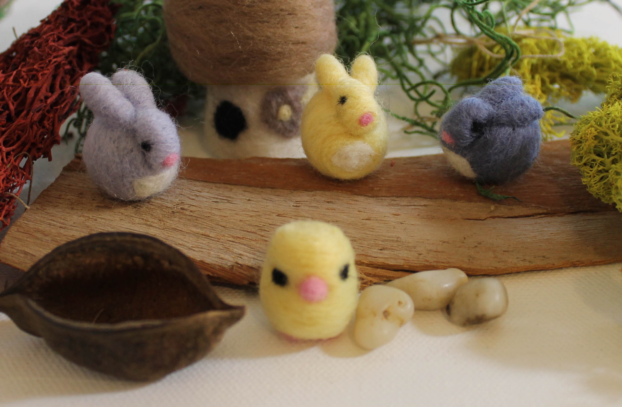Felted Bunnies Easter - Made to Order - Set of 6 Needle Felt Tiny ...