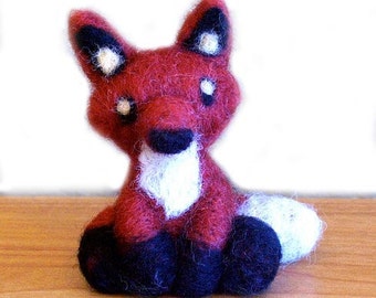 Needle Felted Fox Animal Sculpture Miniature - 3 to 4 Inches Tall - Made to Order by Karen Watkins - Fox Art Doll Woodland Felt