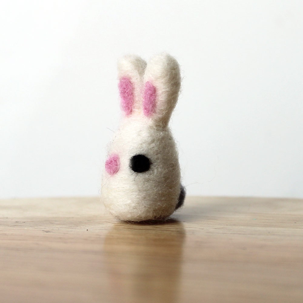 Needle Felted Tiny White Bunny Rabbit Miniature Soft Figure - Etsy