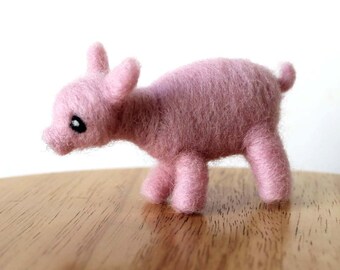 Needle Felted Piglet Figure - Pig Soft Sculpture - Made to Order - Felt Cute Piglet - Farm Animal Art Doll - Made to Order