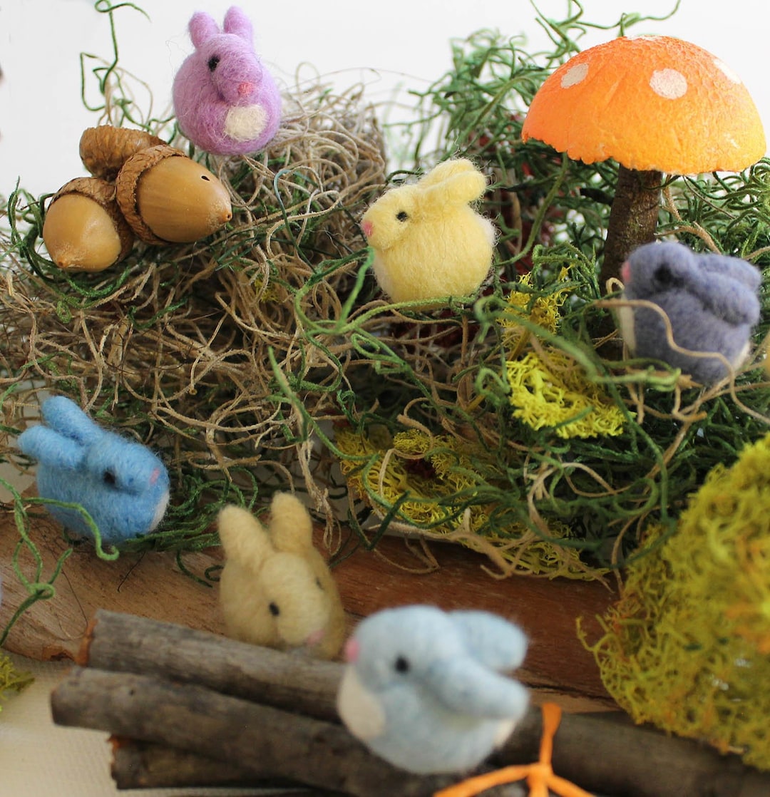 Felted Bunnies Easter - Made to Order - Set of 6 Needle Felt Tiny ...