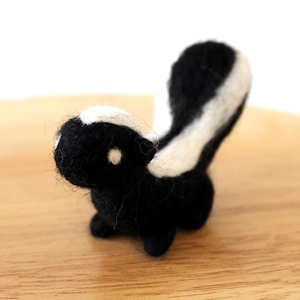 Needle Felted Skunk - Soft Sculpture Woodland Animal Figurine - Made to Order - by Karen Watkins - Felt Skunk Miniature Figure