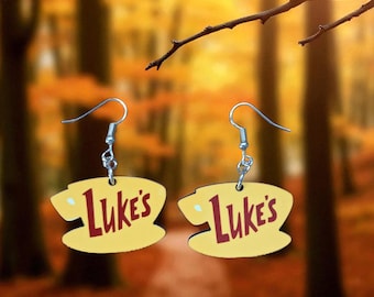 Luke's Earrings | Luke's coffee | Gilmore Gifts | Gilmore Party | Gilmore fan | Star Hallow Sign | Dangle Earrings | Statement Earrings