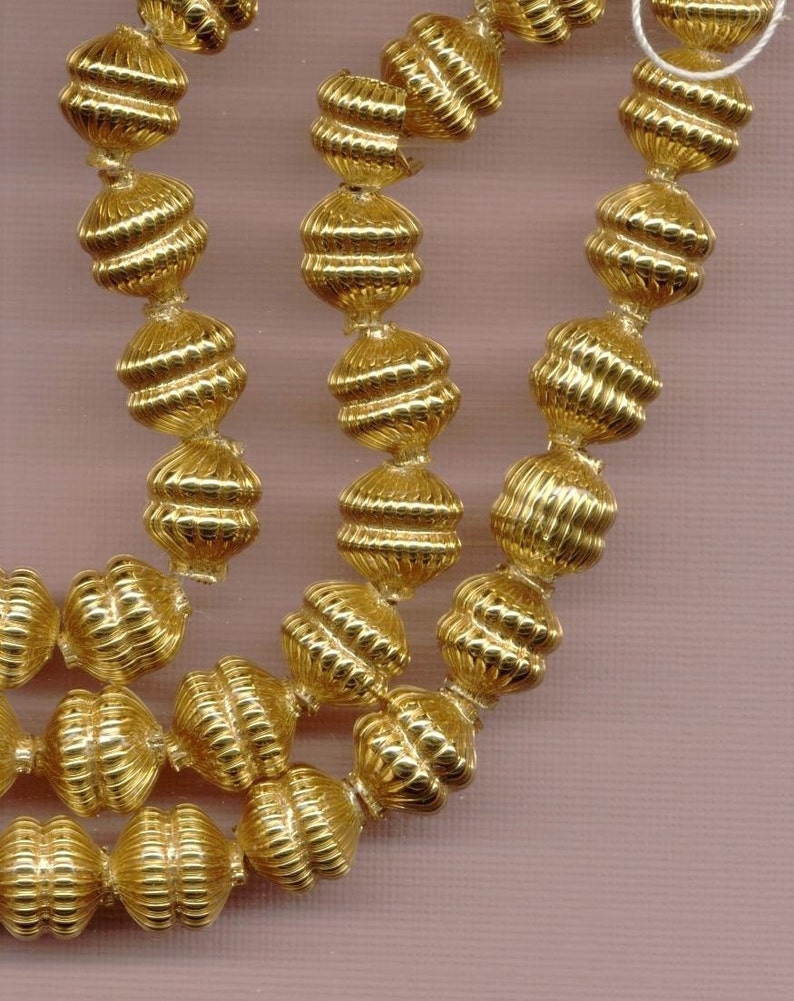24KT 24K GOLD PLATED Hollow Blown Glass Beads Ribbed Indented Etsy