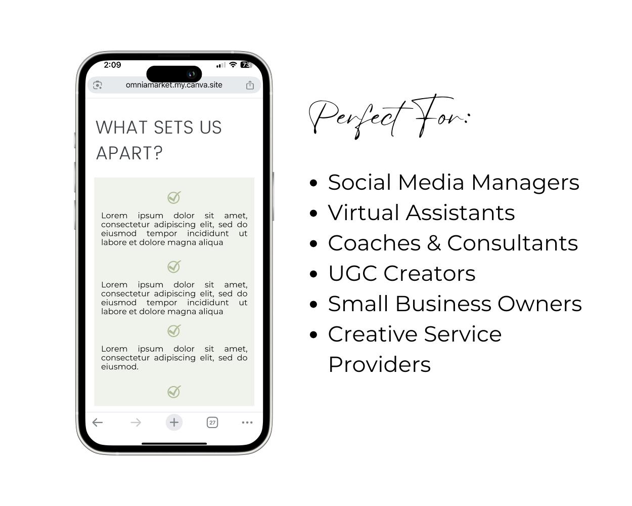 Virtual Assistant Canva Website Template | Pink & Green Editable Layout ...