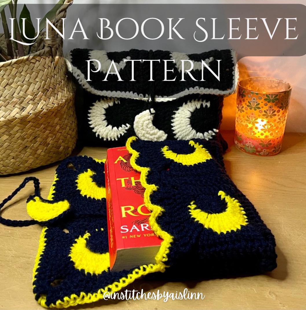 30 Book Sleeve Crochet Patterns for Stylish, Protective Handmade Reading Accessories 18 Luna Book Sleeve Crochet Pattern