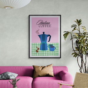 Arte de parede para impressão de cafeteira expresso: pôster de cafeteira esmaltada para decoração de cozinha e presentes