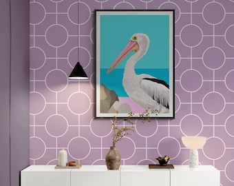 Pelican Art Print: Coastal Bird Poster (Digital Download)