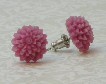 Mum Flower Earrings - Mauve Pink