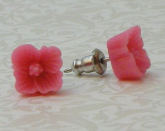 Square Flower Earrings - Pink