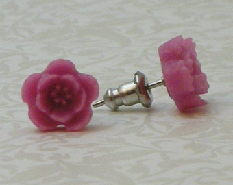 5 Petal Flower Earrings - Mauve Pink