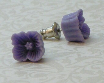 Square Flower Earrings - Periwinkle Purple