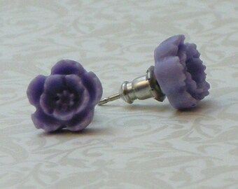 5 Petal Flower Earrings - Periwinkle Purple