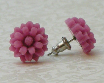 Daisy Flower Earrings - Mauve Pink
